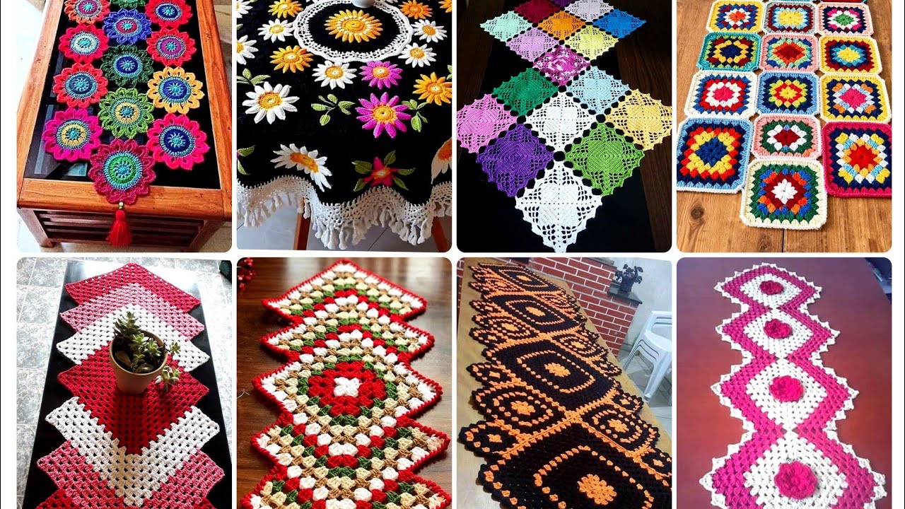Crochet Square Granny Table Runner And Mats Design/New Table Cloth patterns 2026 Ideas 