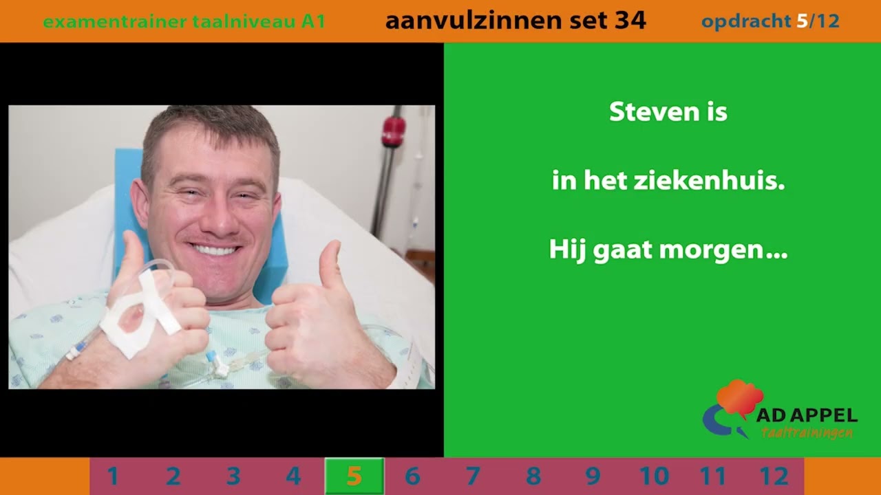Inburgering A1 - examentrainer - Spreken - AANVULZINNEN Set 34