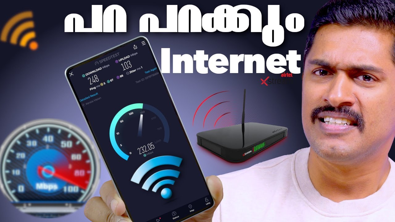 പറപറകുംNet🔥internet speed test💥Airtel Xstream Fiber Broadband Review and SpeedTest Malayalam #collab