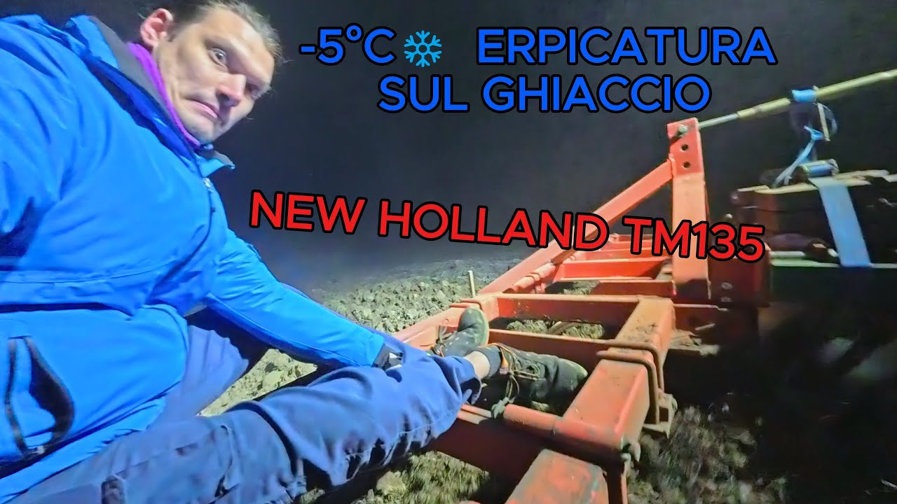 Notturna a -5&deg;C! New Holland TM135 su Terreno GHIACCIATO ❄️ erpicatura pure sound
