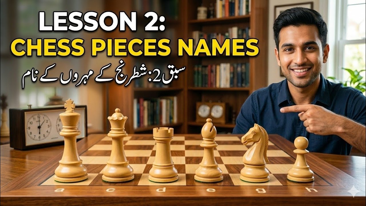 chess pieces names. شطرنج کے مہروں کی پہچان.Lesson 2.