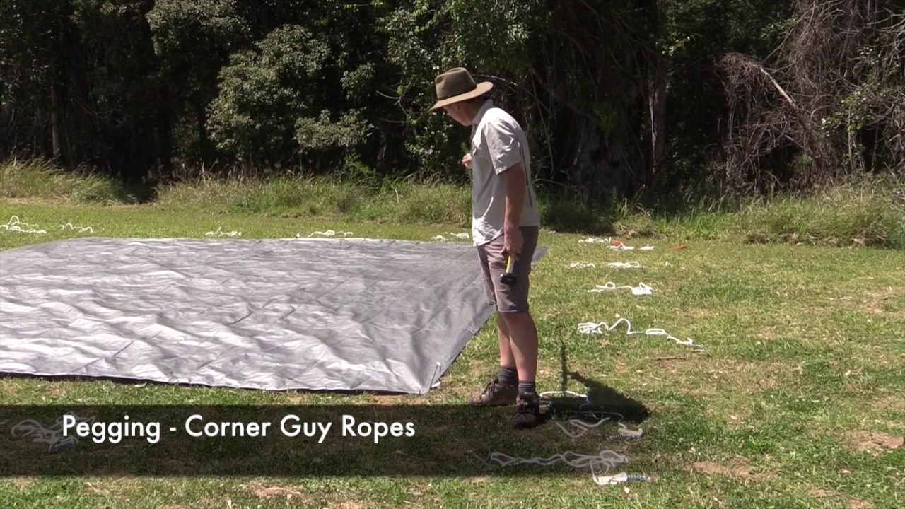 The Camping Guru | Erecting a Tarp - Positioning Your Guy Ropes to Save Time 2of4