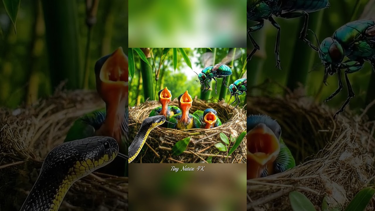 Rare Baby Birds Defend Nest from Snake & Insect Predators | 4K Wildlife