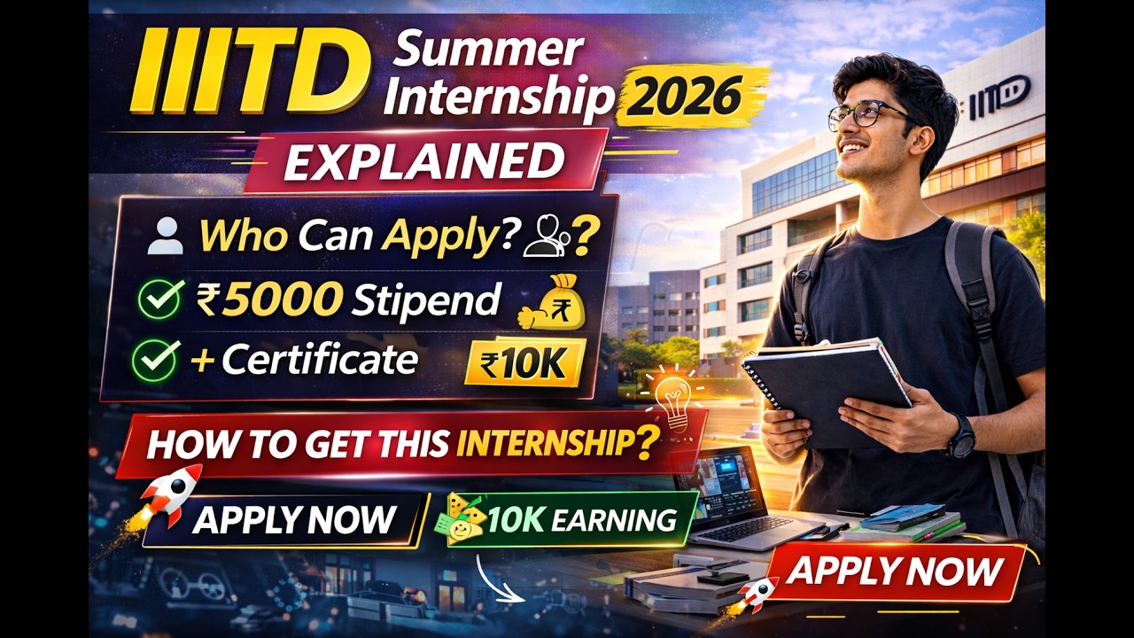 IIITD Summer Internship 2026 Explained | Who Can Apply? ₹5000 Stipend + Certificate