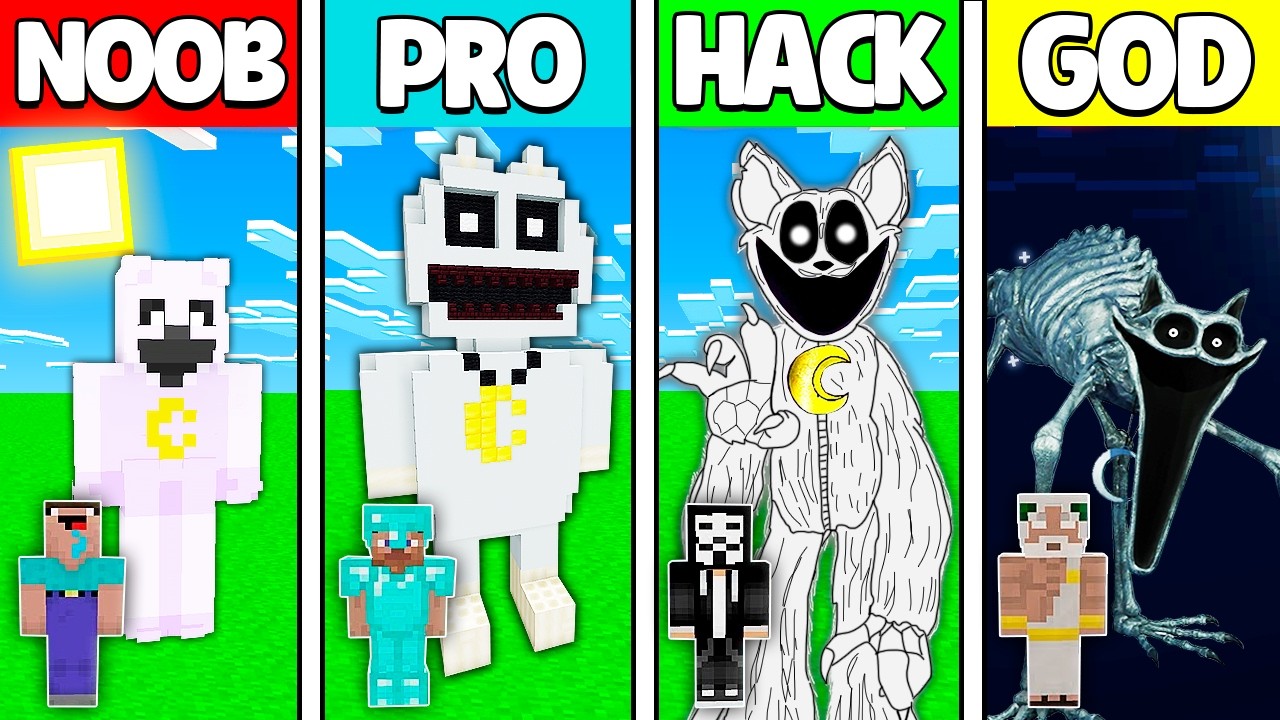 Minecraft Battle: NOOB vs PRO vs HACKER vs GOD! NIGHTMARE CATNAP BUILD CHALLENGE in Minecraft