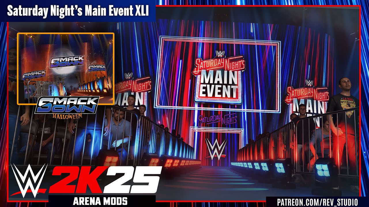 WWE 2K25 : SATURDAY NIGHT'S MAIN EVENT XLI + SMACKDOWN HALLOWWEN inside Delta Center | ARENA MODS