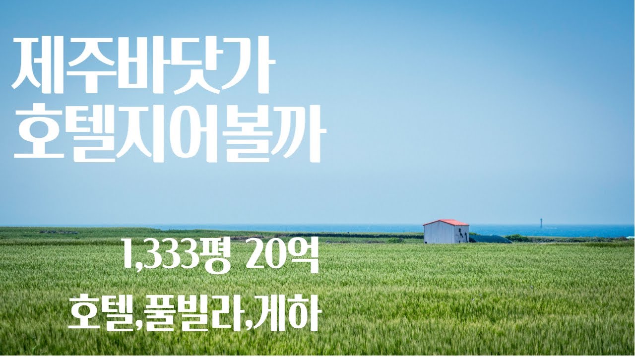 제주도 애월읍 멋진 오션뷰 호텔, 풀빌라, 게스트하우스용 부지 