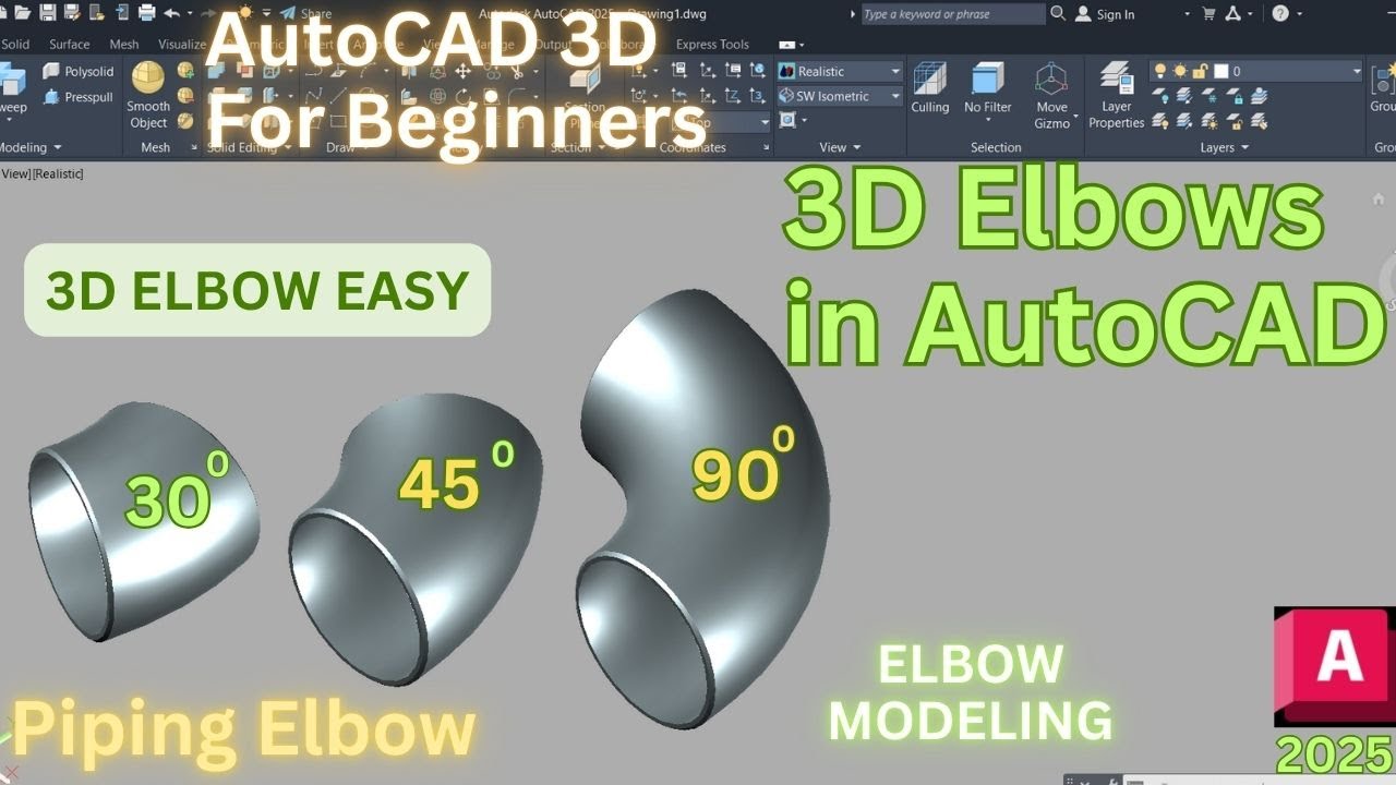 AutoCAD 3D Piping: создание отводов 45° и 90° | Полное руководство по моделированию