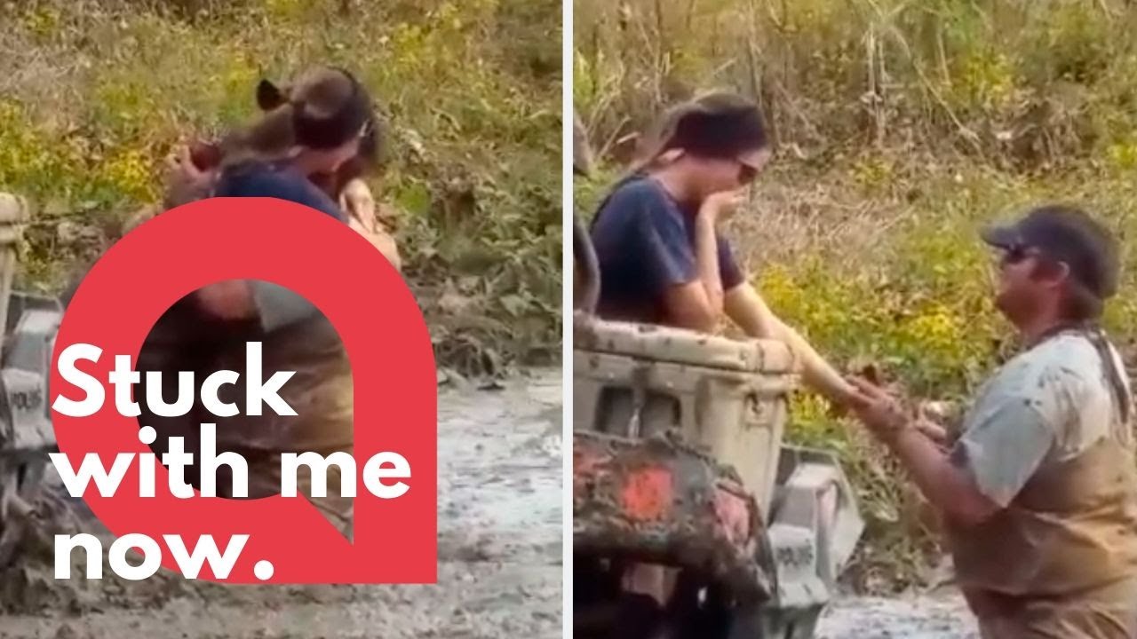 Man proposes to his girlfriend while she is stuck in MUD | SWNS