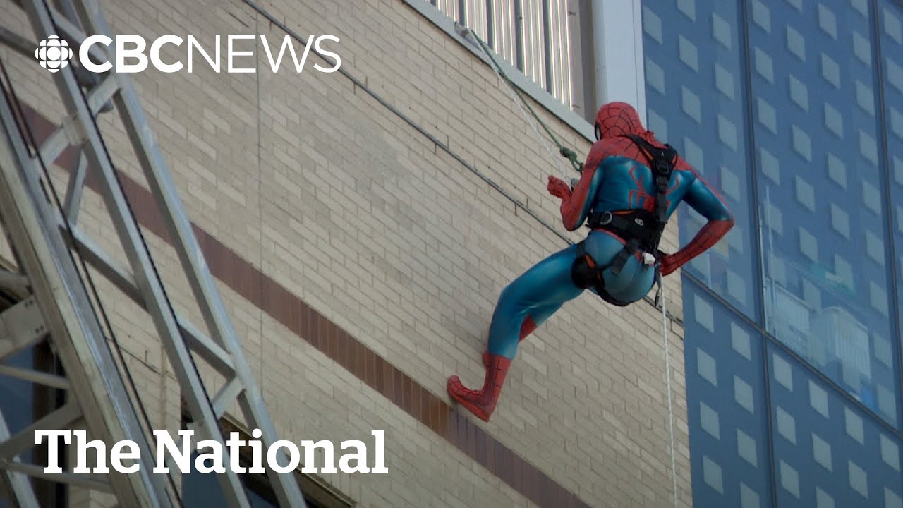 #TheMoment superheroes rappelled down Winnipeg Children's Hospital