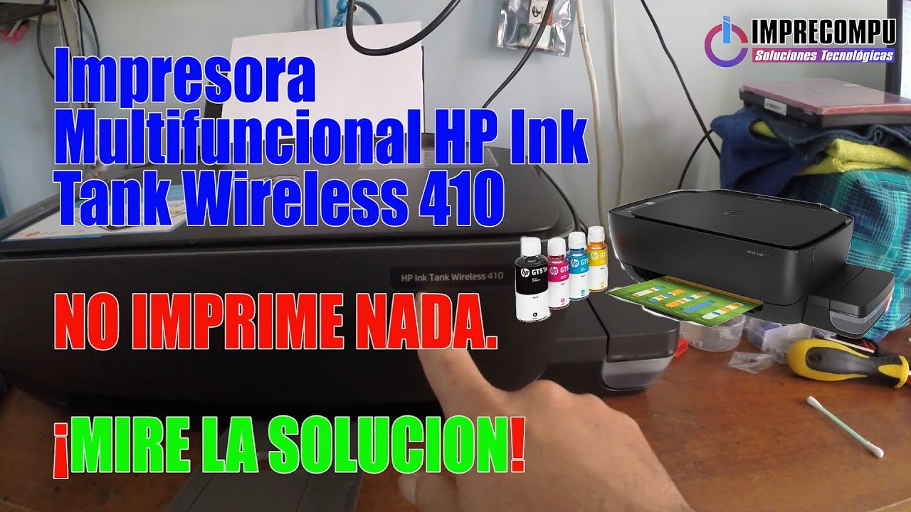 Como destapar cabezales y purgar sistema de tinta continua Impresora HP Ink Tank Wireless 410.