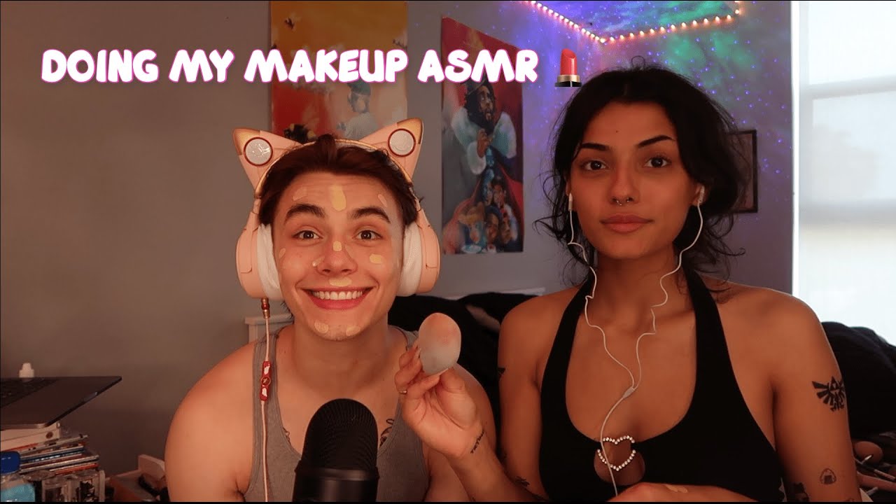 MY GIRLFRIEND DOES MY MAKEUP ASMR || tapping, whispering, mouth sounds