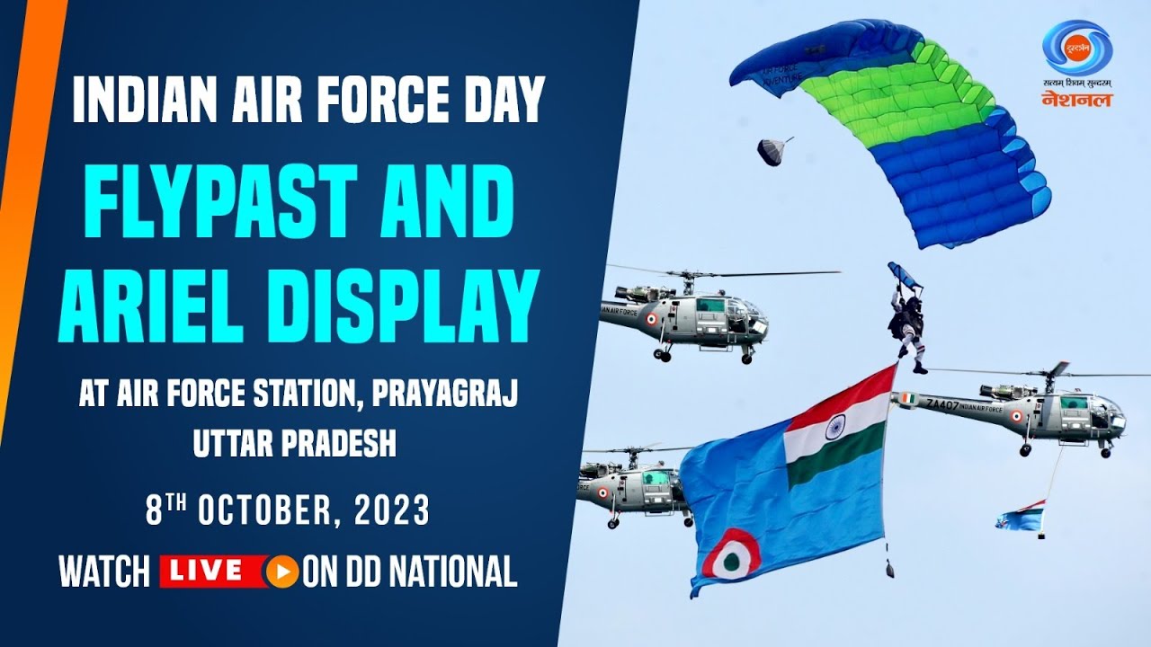 LIVE - Indian Air Force Day - Flypast and Aerial Display  : 08th October 2023