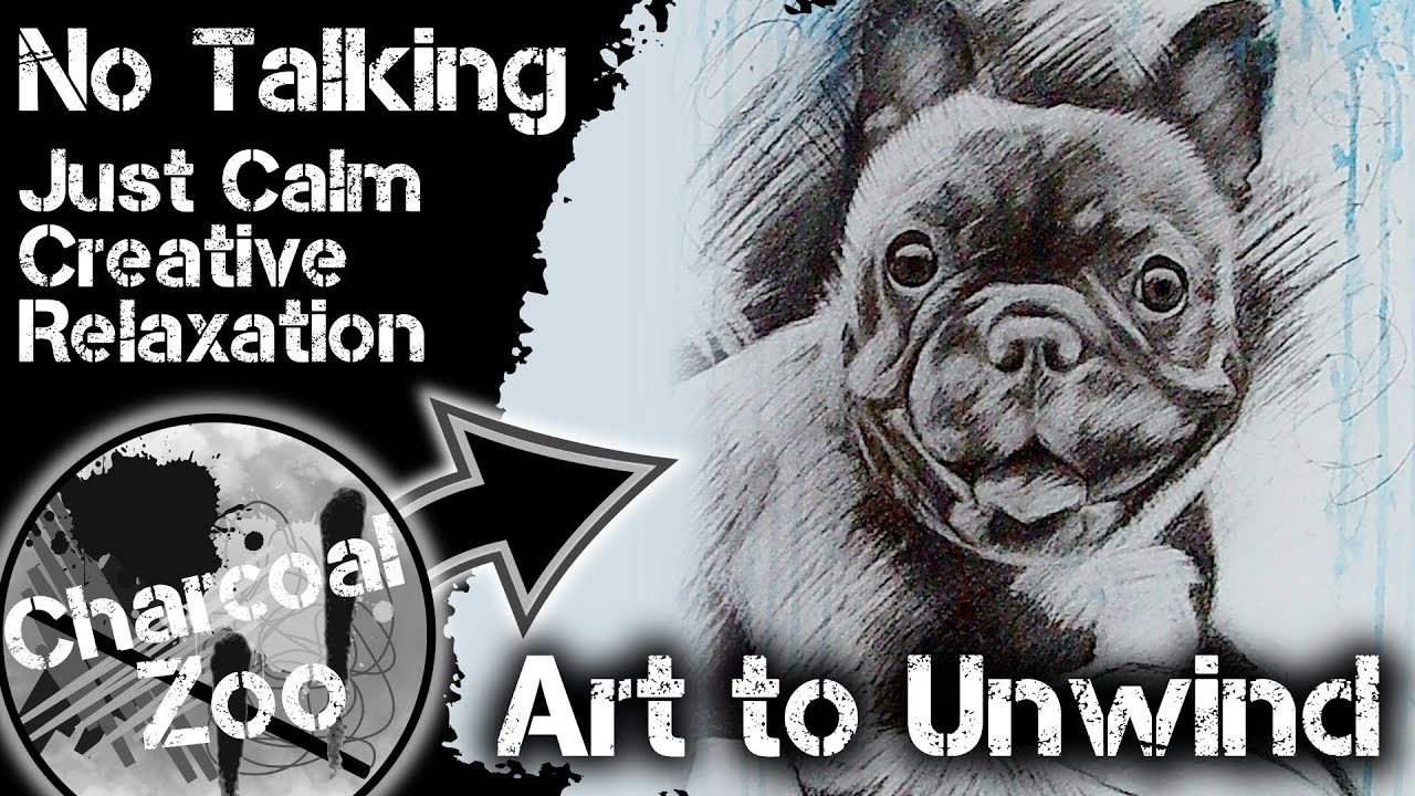 Relaxing Dog Drawing - Calming Charcoal Art (no talking)