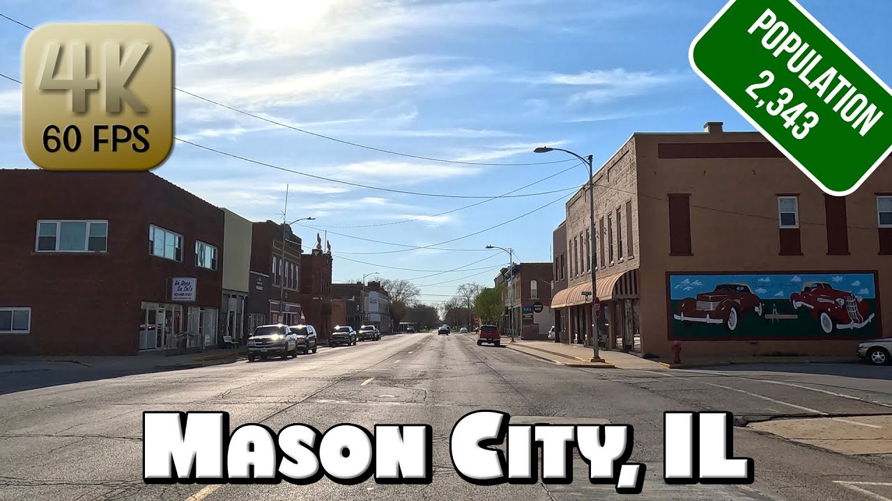 Driving Around Small Town Mason City, IL in 4k Video