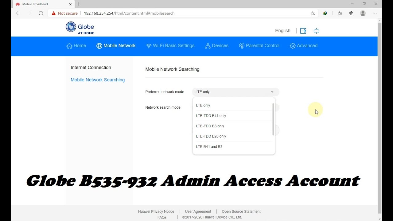 Globe B535-932 Postpaid CAT7 Admin Access Guide