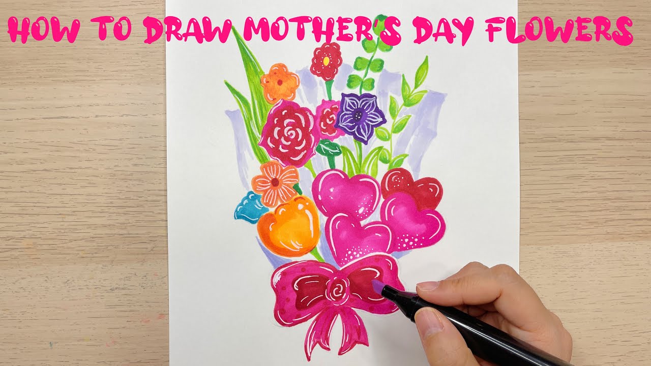 How to Draw Mother's Day Flower with Colorful Markers - Easy and Fun for All Ages
