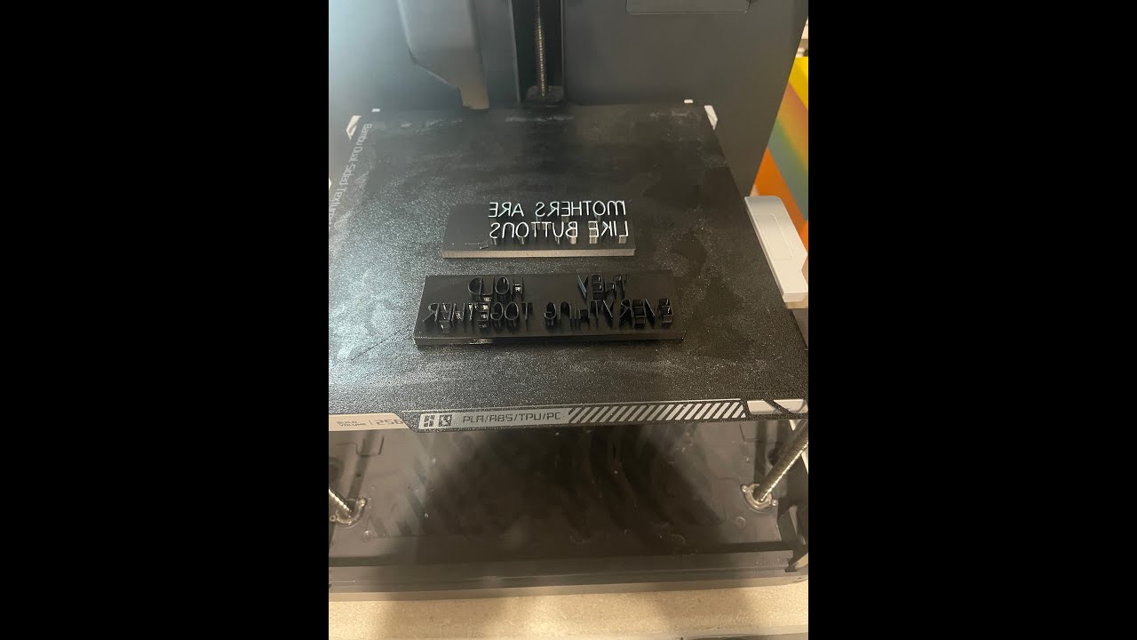 Printing a rubber stamp on the BambuLab P1P in TPU.