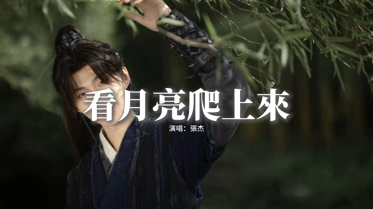 張杰 - 看月亮爬上來『喜歡你笑得像個小孩，想每天和你粘在一塊，聽一首老歌就會流淚的女孩，沒我可怎麼辦。』【動態歌詞MV】