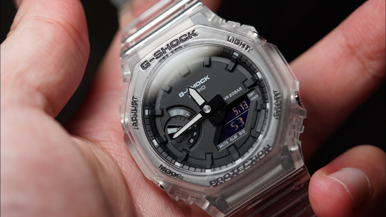 Распаковка и обзор прозрачных часов G-Shock Skeleton Transparent CasiOak GA2100SKE-7A.