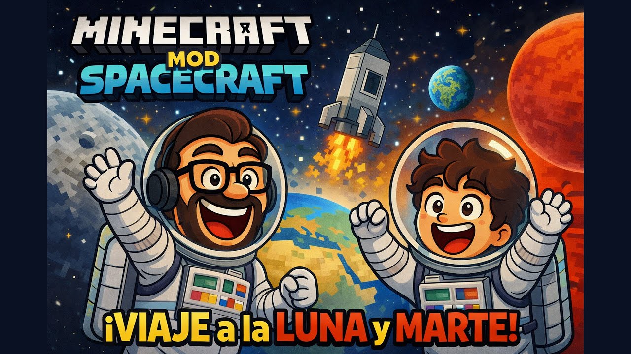 ¡Expedición a la LUNA y a MARTE en Minecraft! 🚀🌕🔴 | Mod Spacecraft