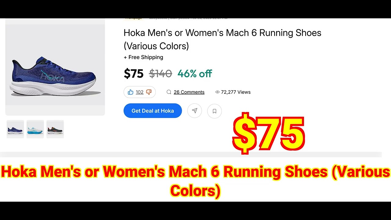 2026-03-05 Hoka Men's or Women's Mach 6 Running Shoes (Various Colors)