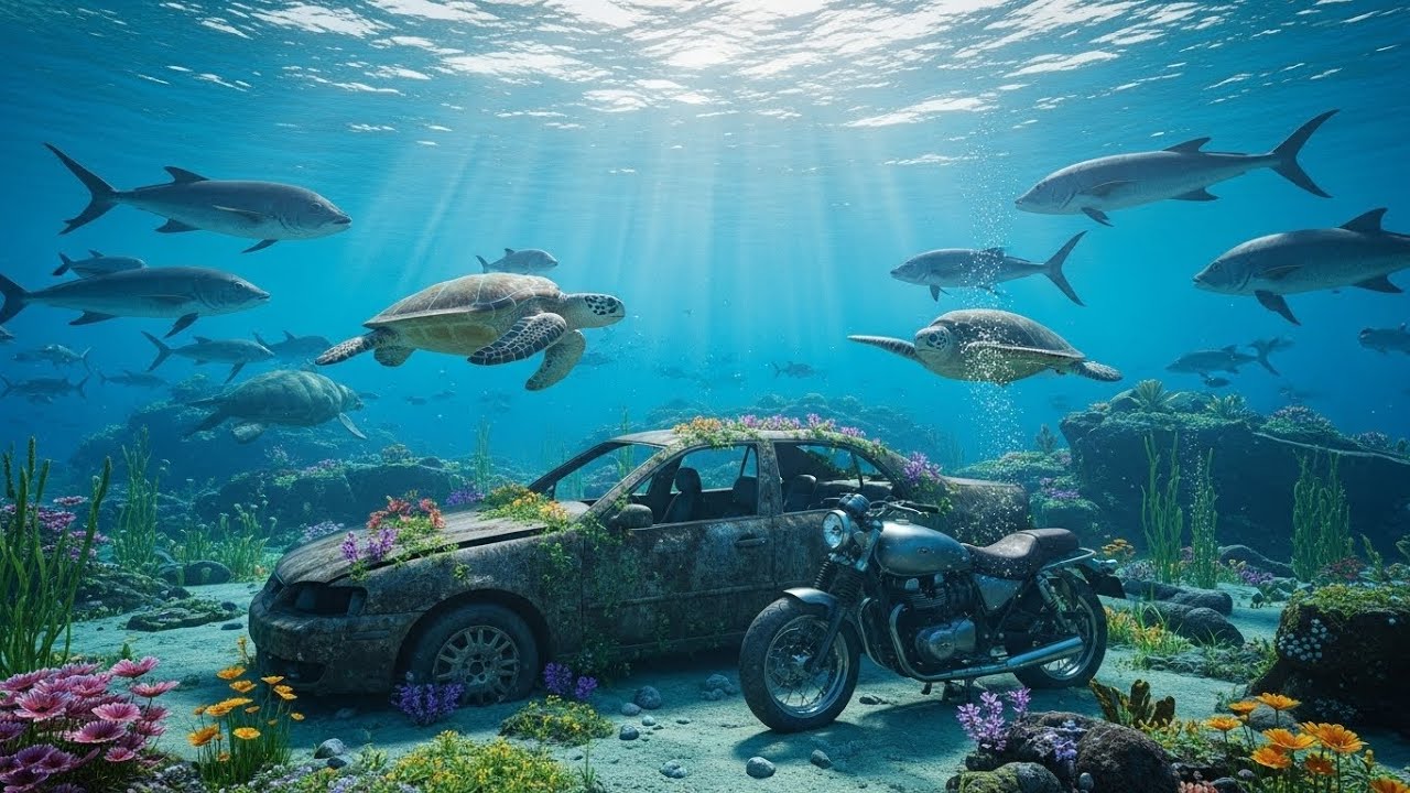 Cinematic Underwater Car and Motorcycle Fantasy