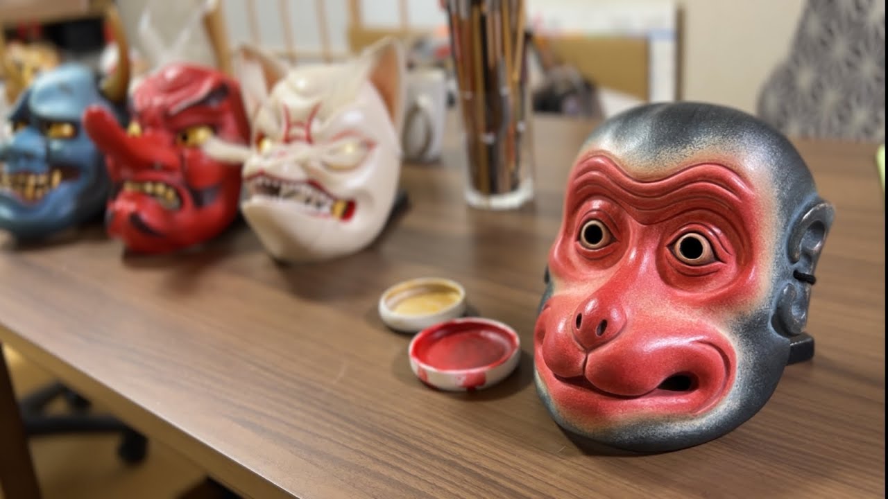 【猿面を作る】#木彫り面の作り方 #woodcarving #monkey #howto
