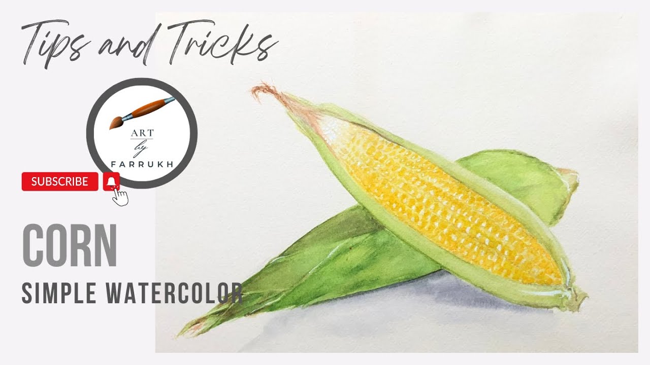 Here's a step-by-step guide to help you create a watercolor painting of corn or fruits, vegetables