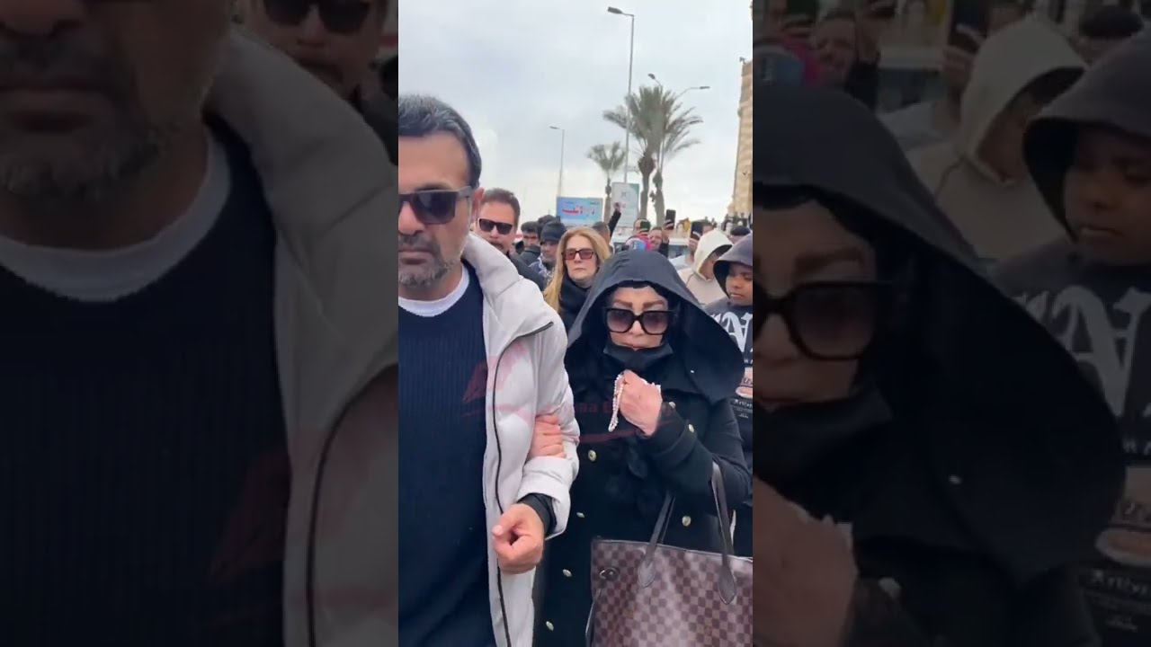 أول ظهور لزوجة إسماعيل ياسين فى جنازة اخو الفنانة شهيرة زوجة الفنان محمود ياسين 😰