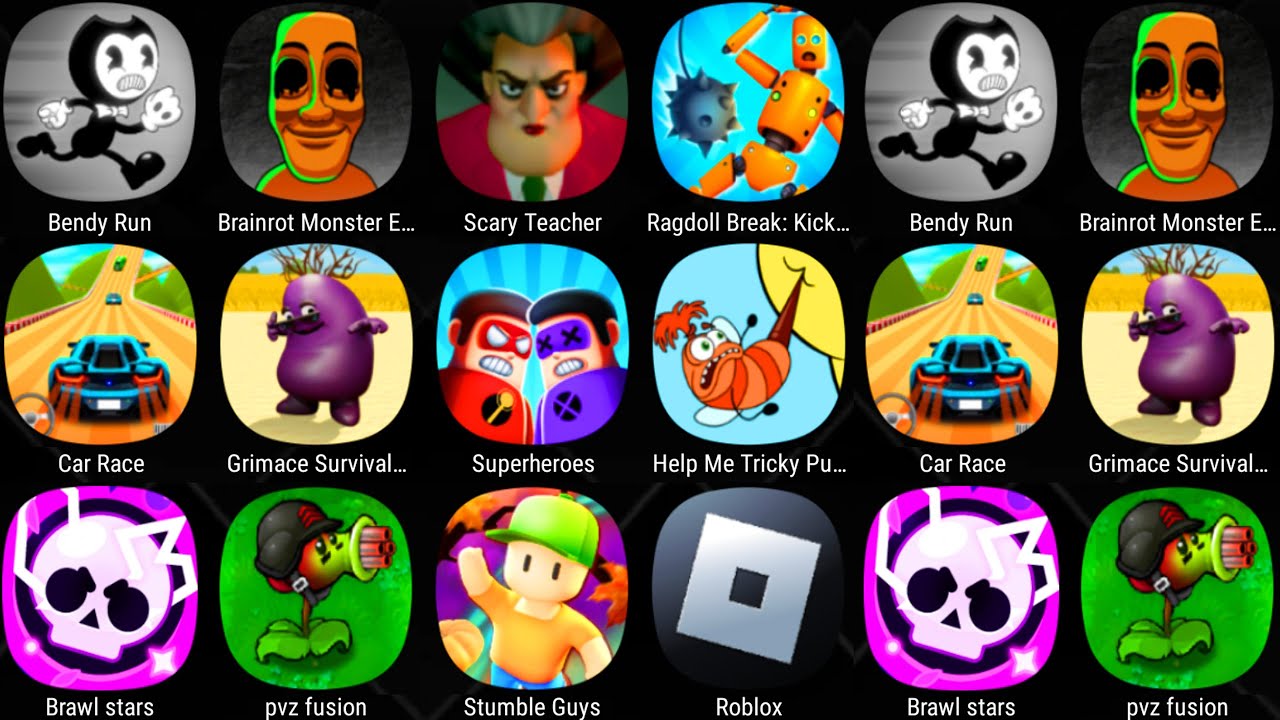 Ragdoll Break,Brainrot Monster Escape,Help Me Tricky Puzzle,Bendy Run,Roblox,Car Race,Brawl Stars...