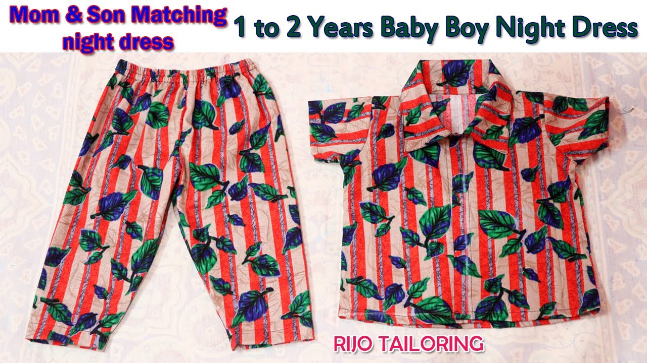 1 to 2 years baby boy night dress cutting and stitching | night suit for 1 to 2 year old boy baby