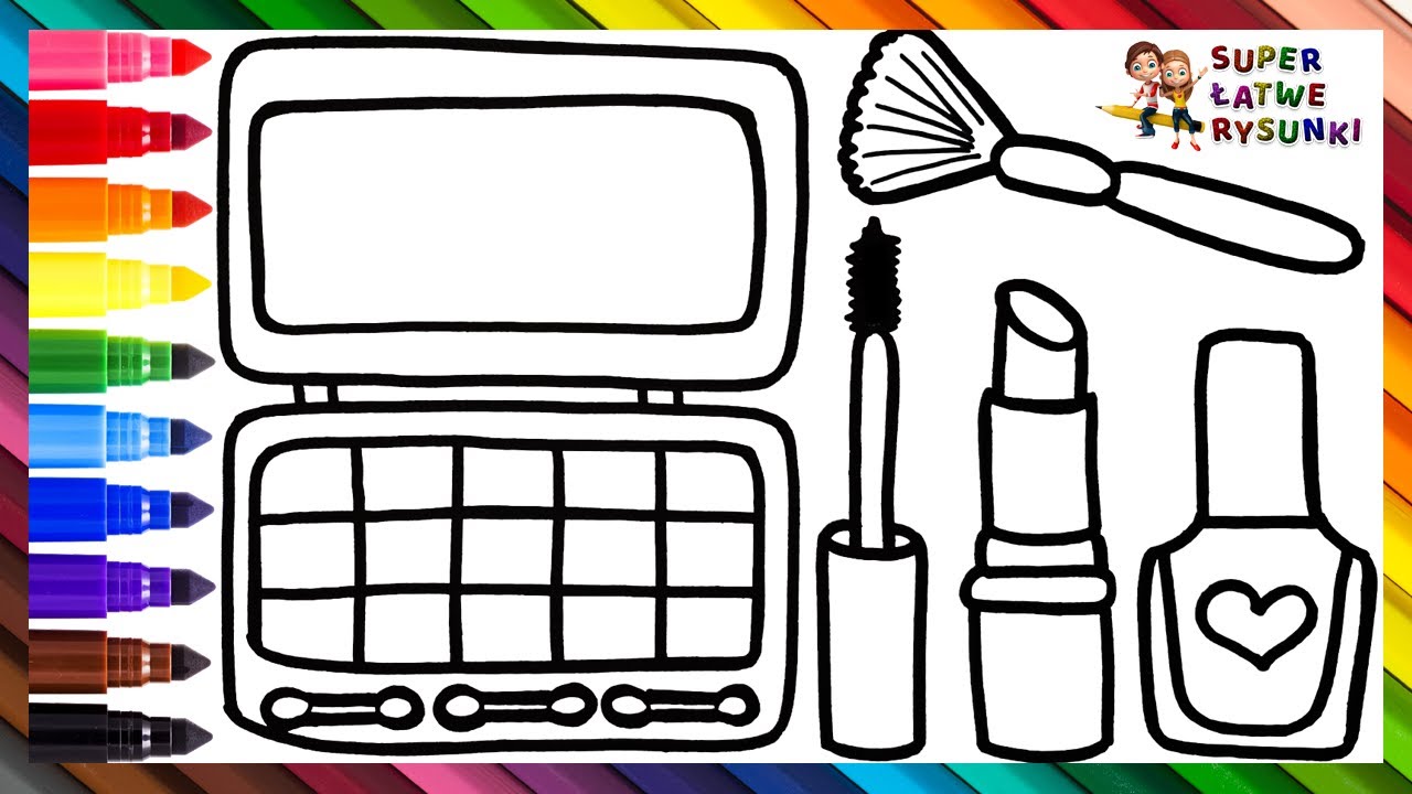 Rysowanie i Kolorowanie Makijażu i Lusterka Ręcznego 💅💄💋👁️🖌️🌈  Rysunki Dla Dzieci