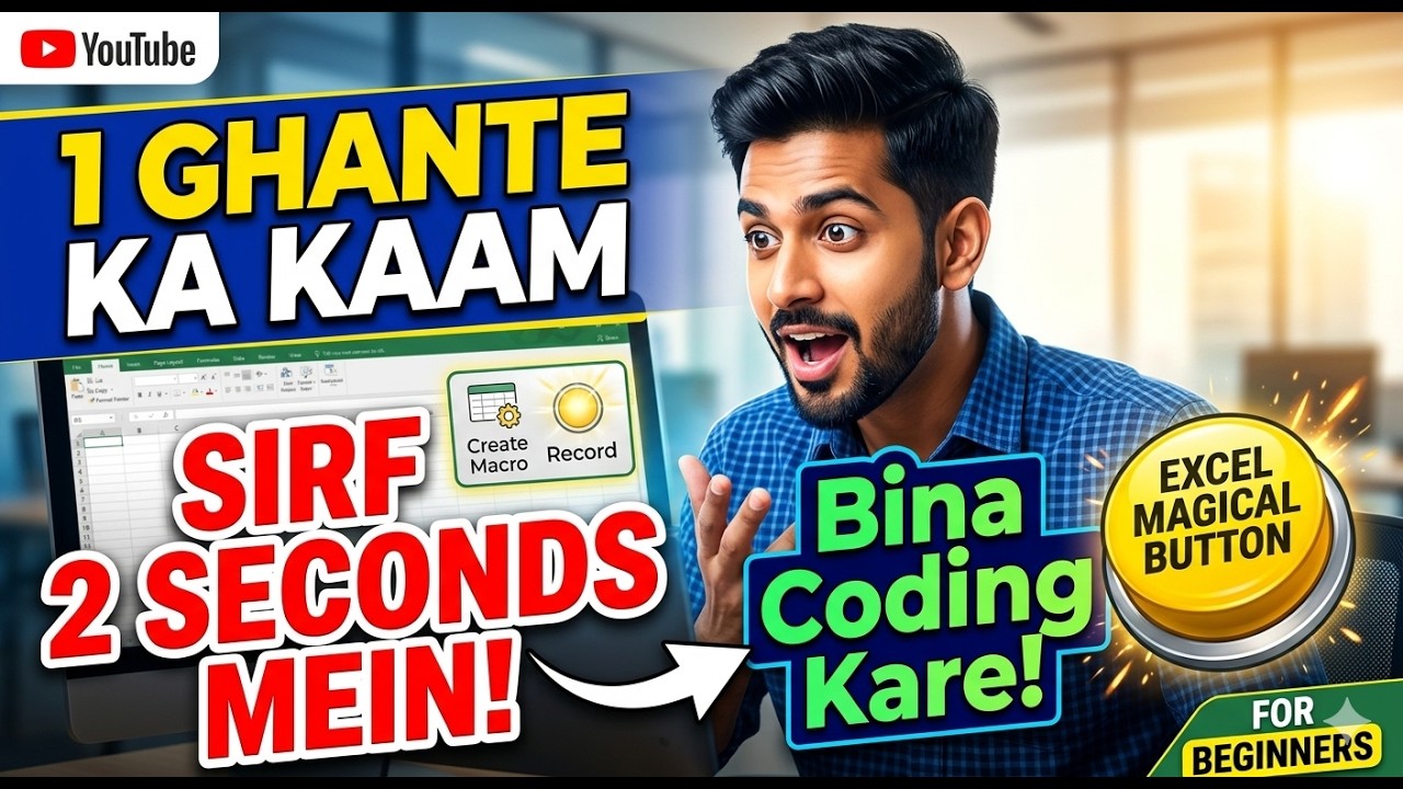 Excel Macro (Hindi)| Ghanto Ka Kaam Seconds Me 😱 | Full Tutorial + Practice File |Automation Mastery