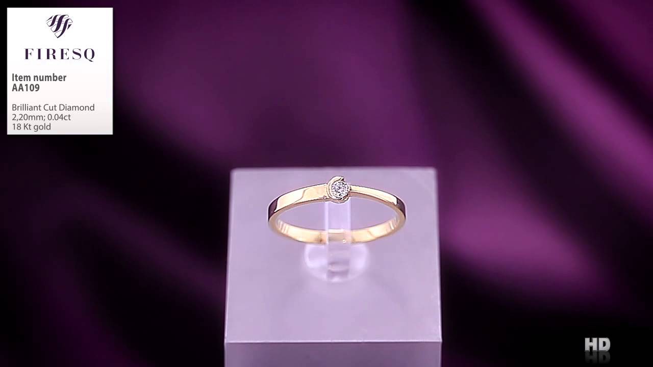 Inel de logodna FIRESC din aur galben de 18kt, diamant central brilliant cut; Cod AA109