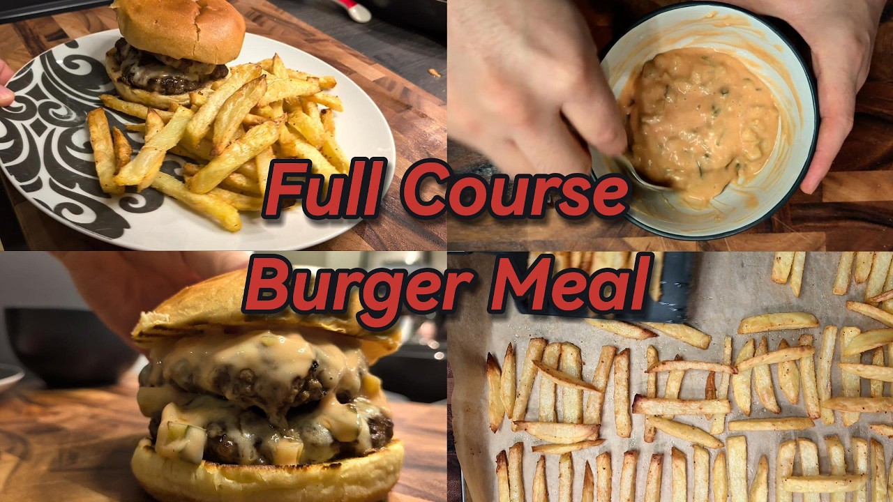 Smash Burger & Crispy Oven Fries | Easy Homemade Burger Meal (Sauce Included) | Full Course Meal