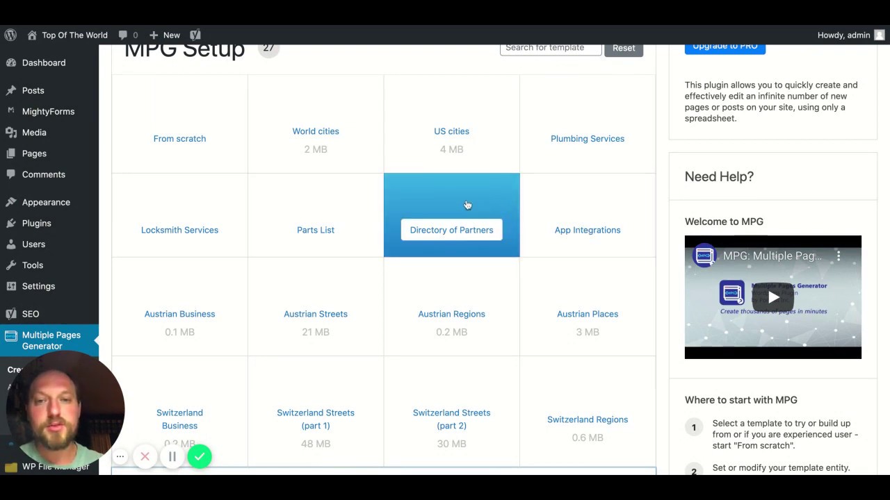 MPG 2.0 for Wordpress - First Look. Importing existing template and browsing UI/UX