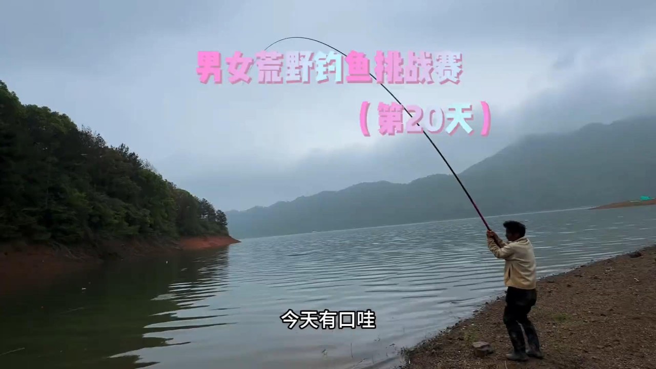 第二十天男女组合荒野钓鱼挑战赛 终于又上鱼了 #荒野垂钓季 #户外