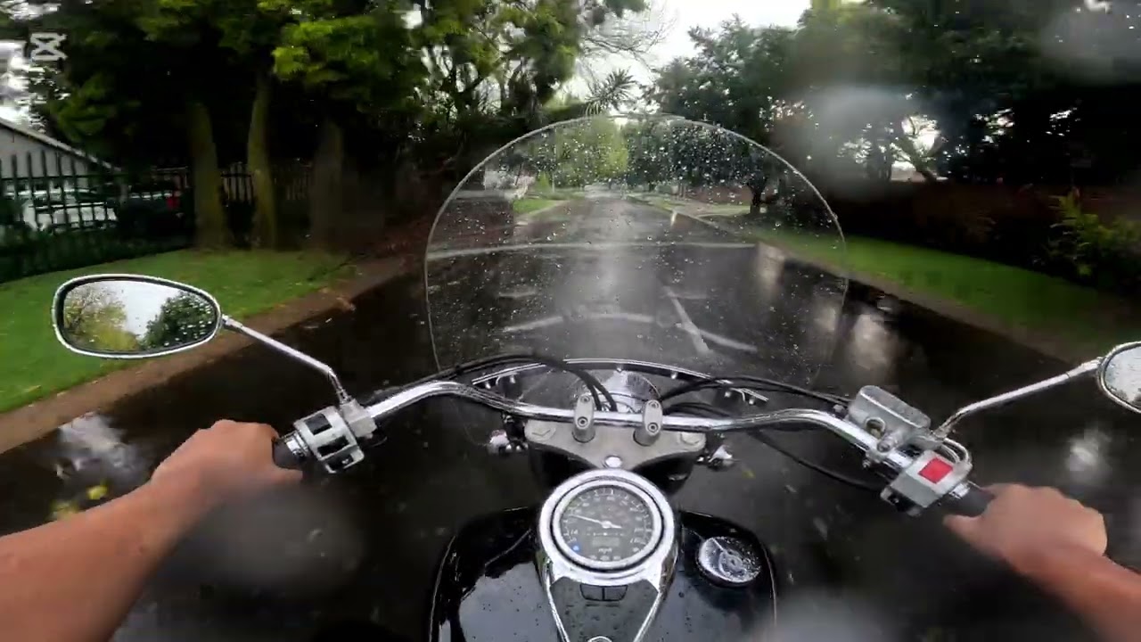 Trying to make it home after heavy rain/hail storm on a Suzuki Volusia #bike #povbikeride #gopro