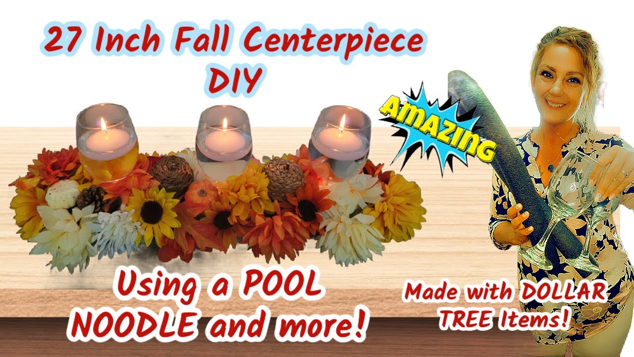 DIY Dollar Tree Fall Centerpiece Using a Pool Noodle and More!