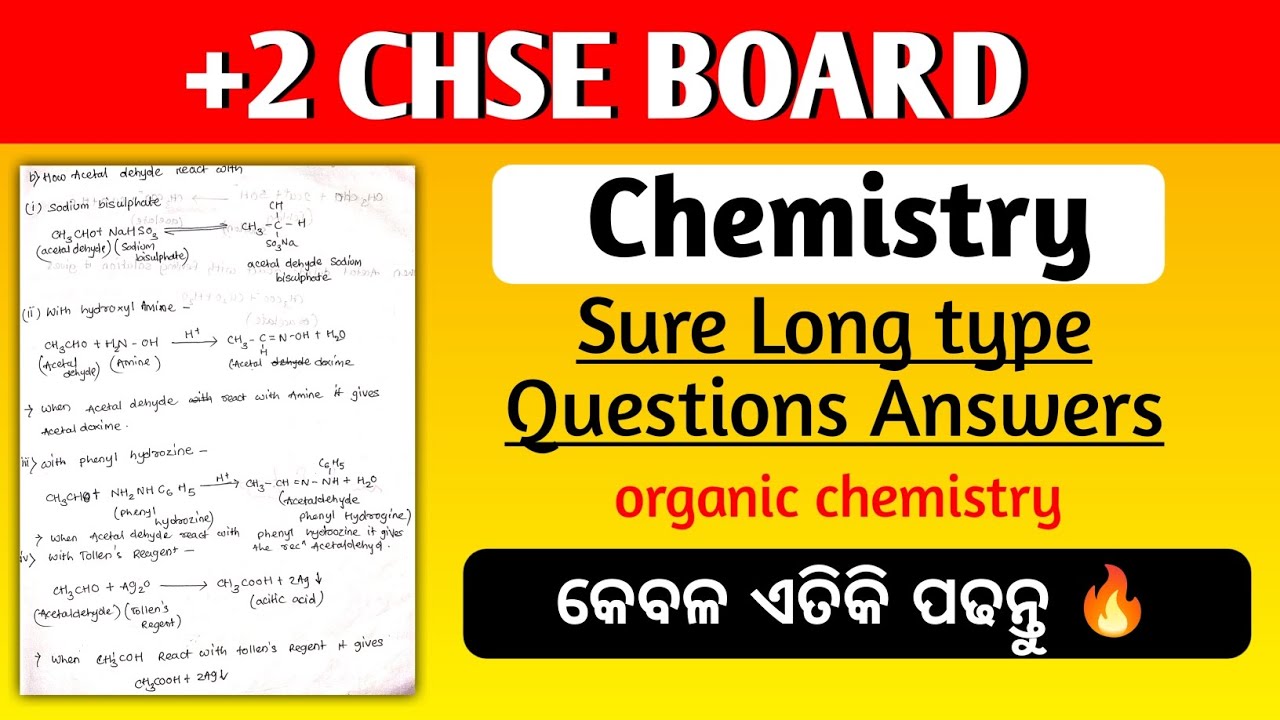 +2 Chemistry Important questions Answer//Organic chemistry//Chse Odisha 