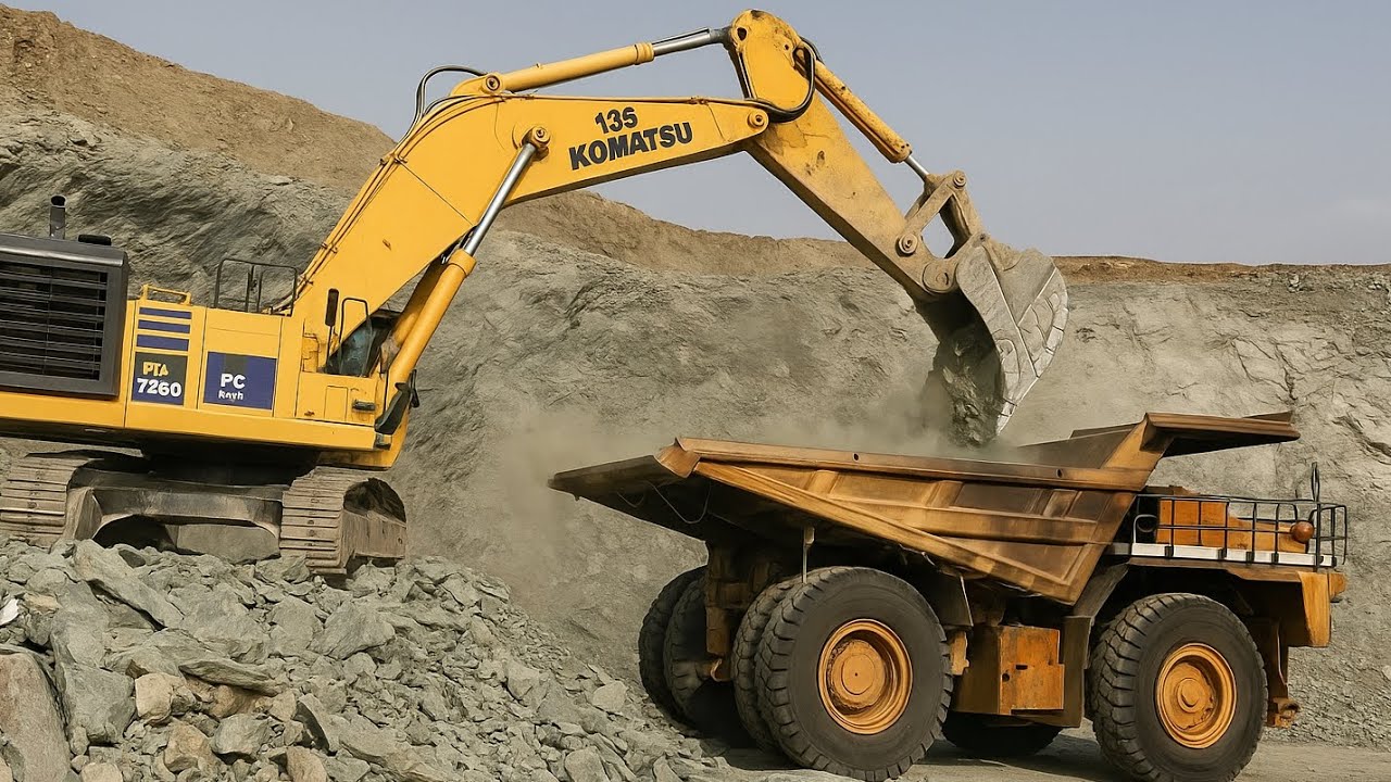 Komatsu PC1250 in Action | Massive Excavator Dominating the Quarry!
