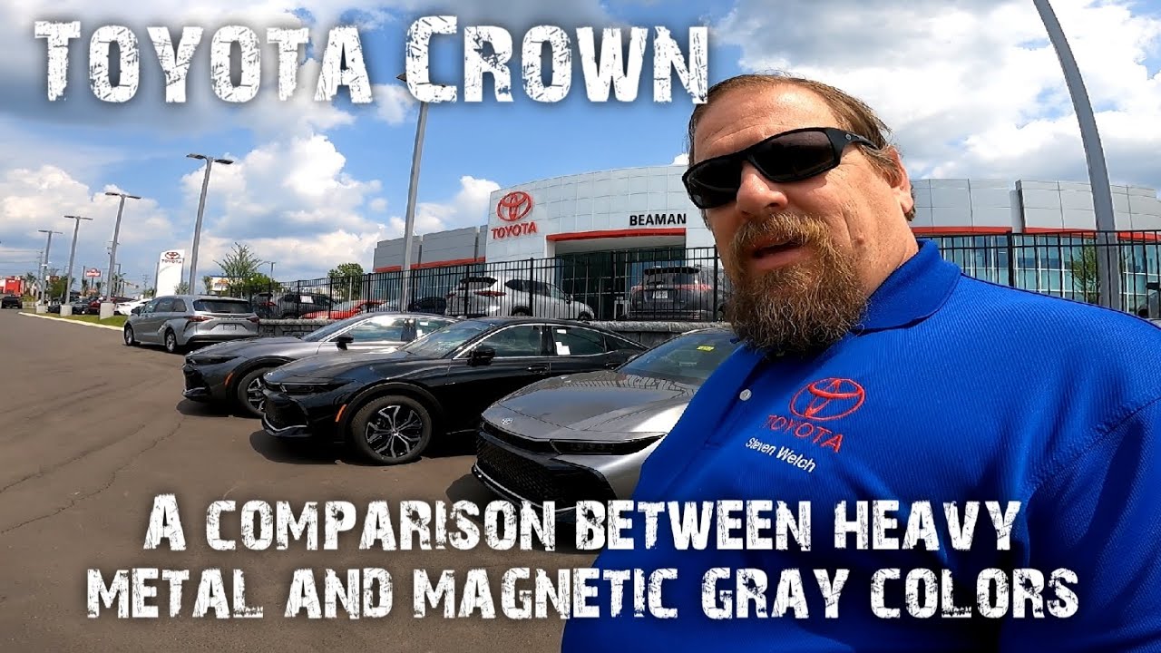 Toyota Crown magnetic gray and heavy metal color comparison.