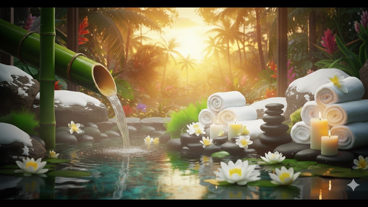 Relaxing Sleep Music with Bamboo Water Sound🌿Deep Sleep Music, Meditation, Calm Anxiety, Spa BGM
