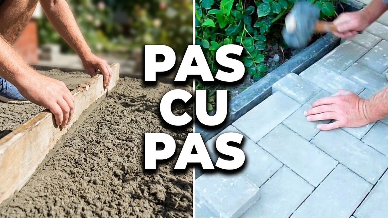 Montare pavele pe trotuar cu pat de nisip