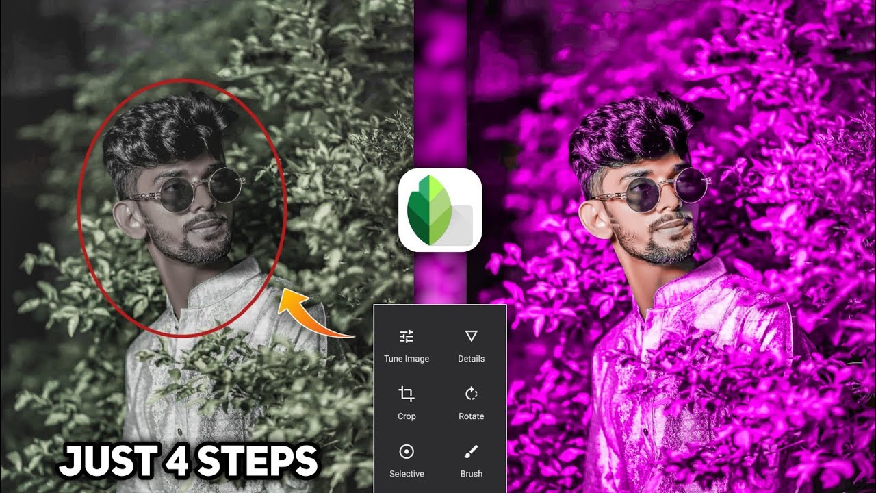 snapseed just 4 steps pink colour effect photo editing | background colour grading editing trick
