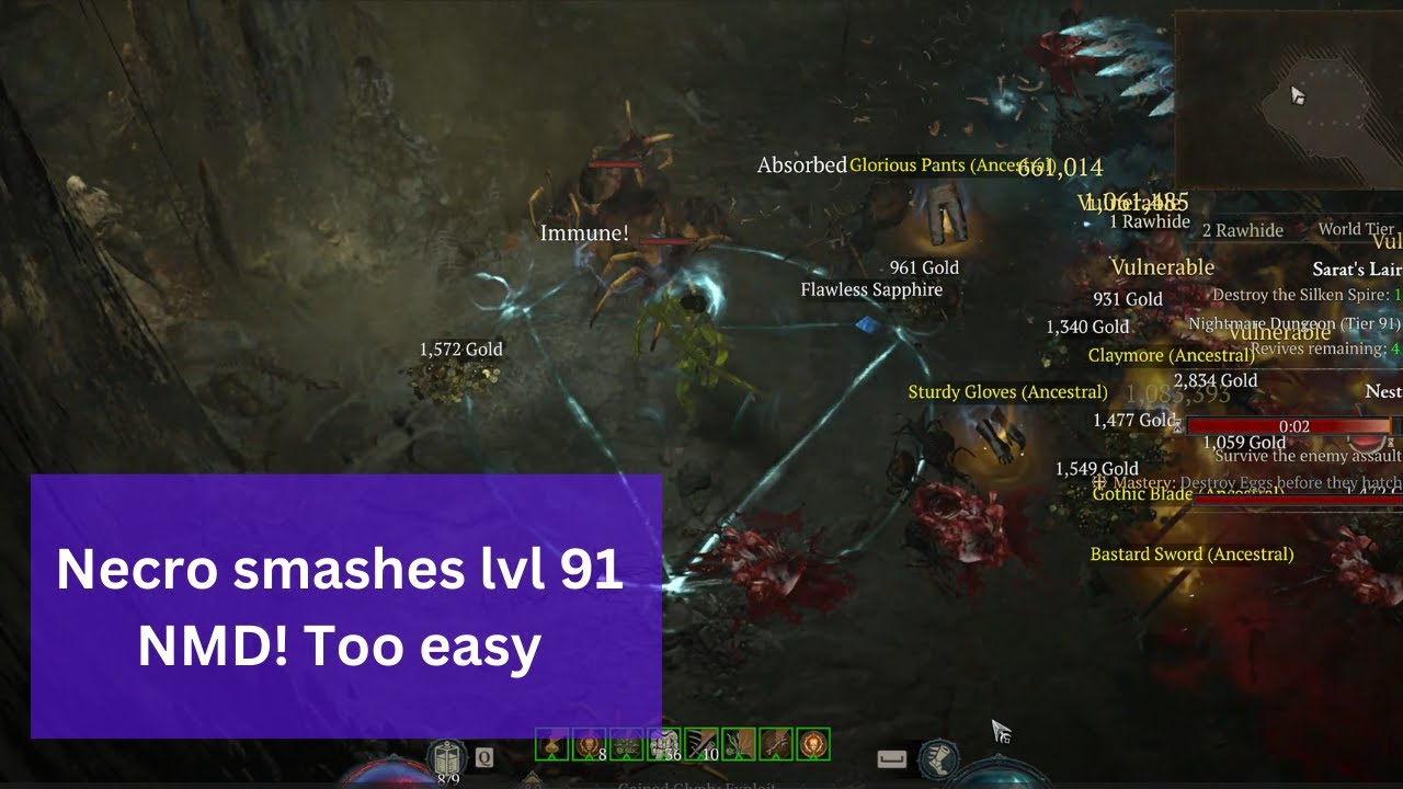 Necromancer Bone Spear smashes level 91 NMD. No wrathful heart used! Diablo 4 | Season 1