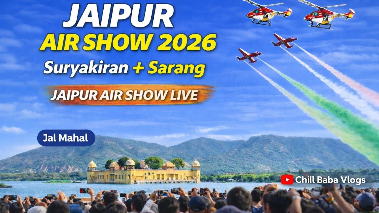 Jaipur Air Show 2026 Live | Part-1 | Jal Mahal |SuryaKiran & Sarang Team | IAF | Chill Baba Vlogs 