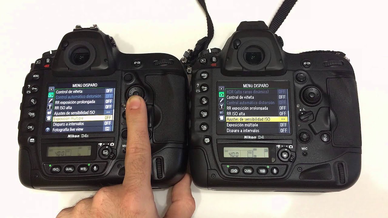 Nikon D4s vs Nikon D4 Settings Menus Español