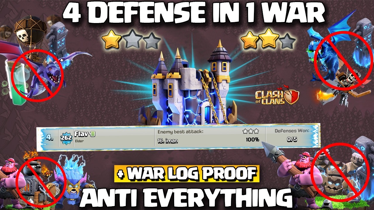 Th18 Anti Thrower Base coc! New Th18 War Base + Th18 LEGEND Base🔥4 Defense in 1 war | Clash of Clans